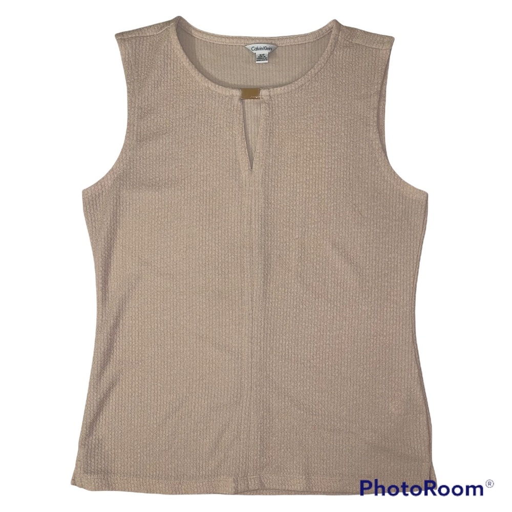 Calvin Klein Beige Texturized Sleeveless Tank Top S